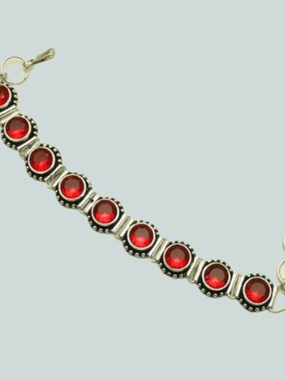 Garnet Gemstone Sterling Silver Handmade Bracelet 25 Gms